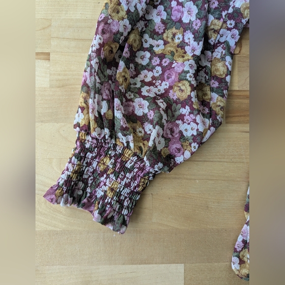 {Torrid} Crinkle Chiffon Smocked Blouson Sleeve Blouse - Picture 6 of 12